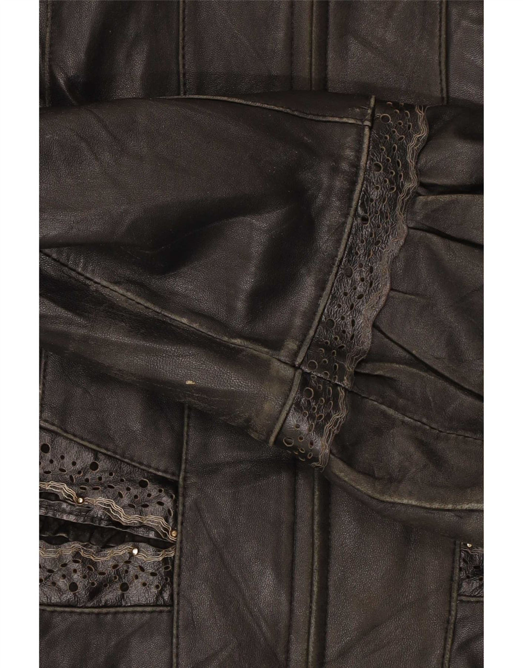 Vintage mujer chaqueta de cuero Reino Unido 12 Medio Negro