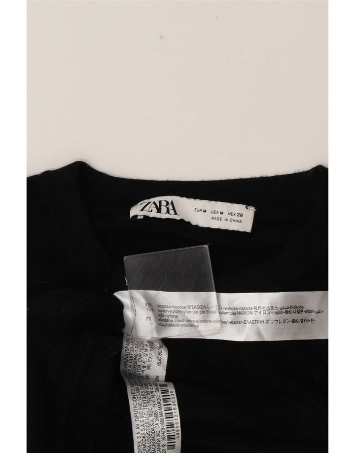 Zara Womens Crew Neck Jumper Sweater UK 14 Medium Black Viscose