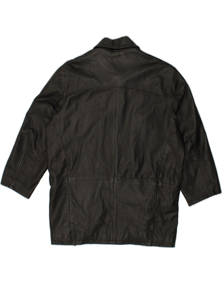 VINTAGE Mens Loose Fit Leather Coat IT 48 Medium Black Leather