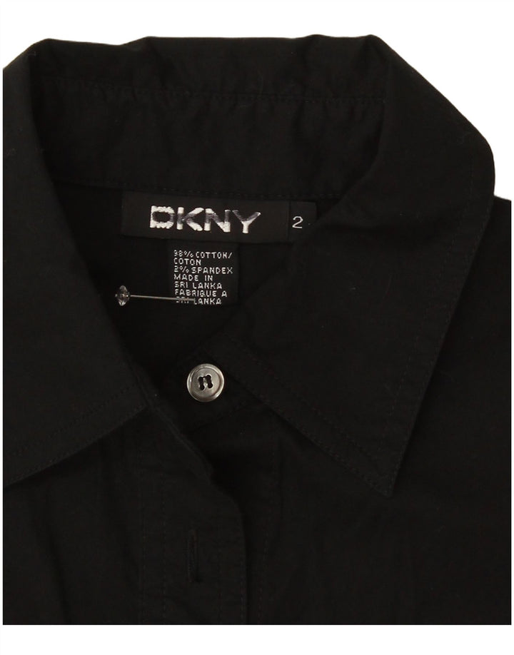 Dkny Damen Hemd US 2 XS Schwarz Baumwolle