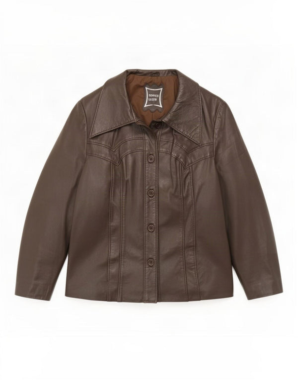 Vintage Womens Leather Jacket IT 44 Medium Brown