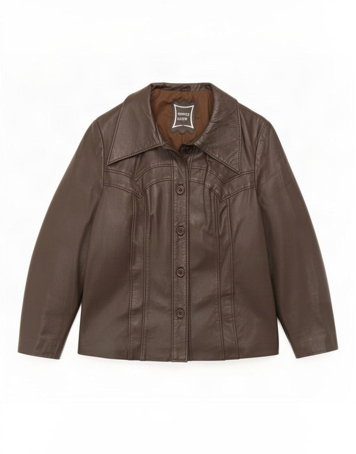 Vintage Womens Leather Jacket IT 44 Medium Brown