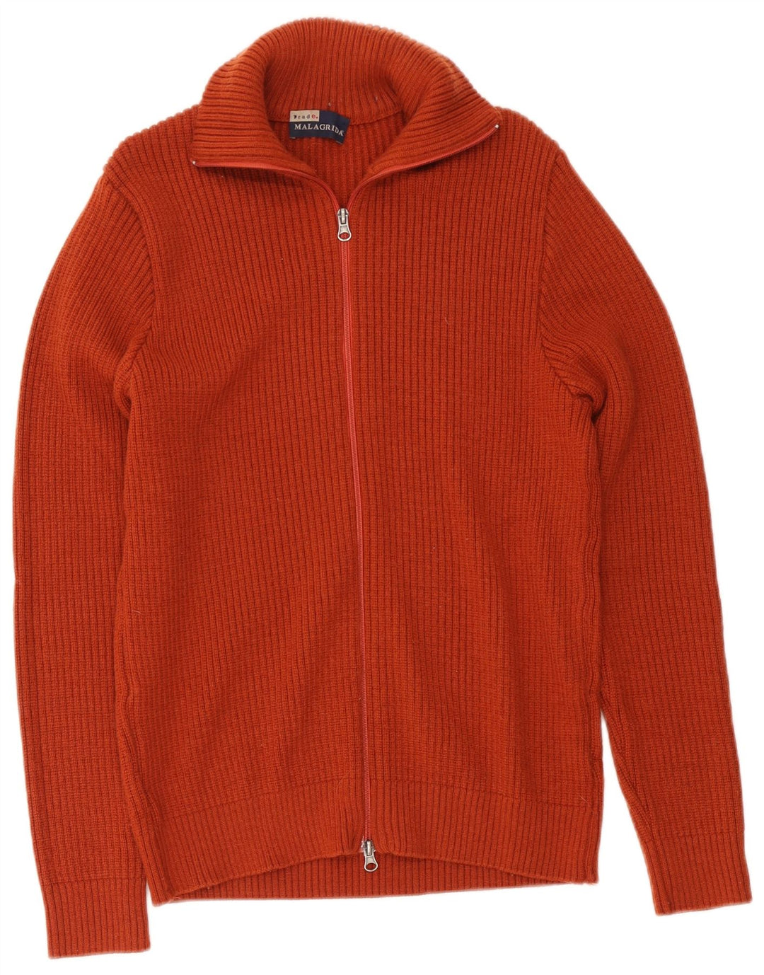 Malagrida Herren-Strickjacke, groß, orangefarbene Merinowolle