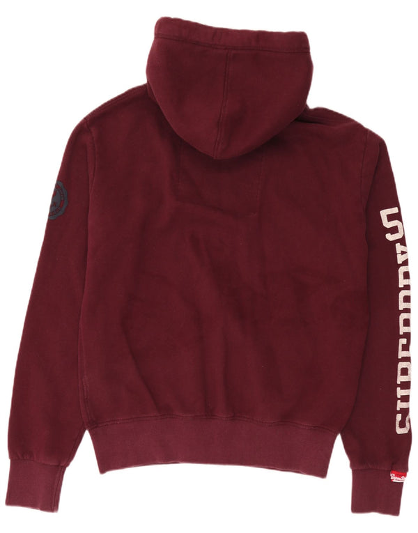 Мужской свитер с капюшоном на молнии с графическим рисунком Superdry, большой бордовый, хлопок