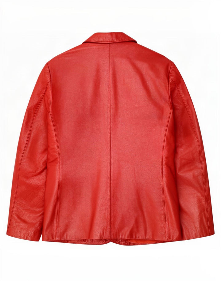 Vintage mujer 2 botones cuero Blazer chaqueta Reino Unido 12 rojo medio