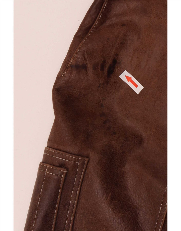 Vintage Herre Læder Bomber Jacket IT 52 2XL Brun