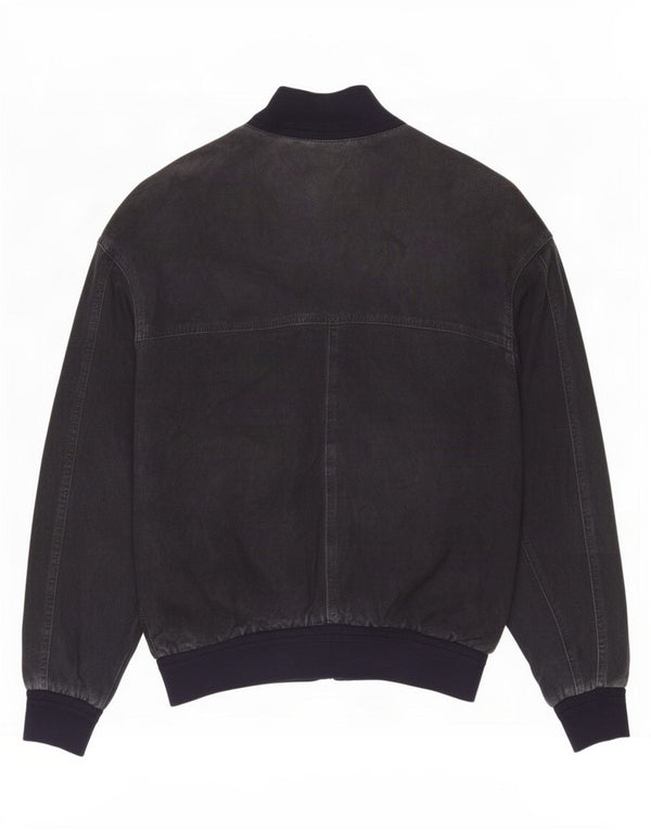 Max Mens Suede Bomber Jacket UK 38 Medium Navy Blue Leather