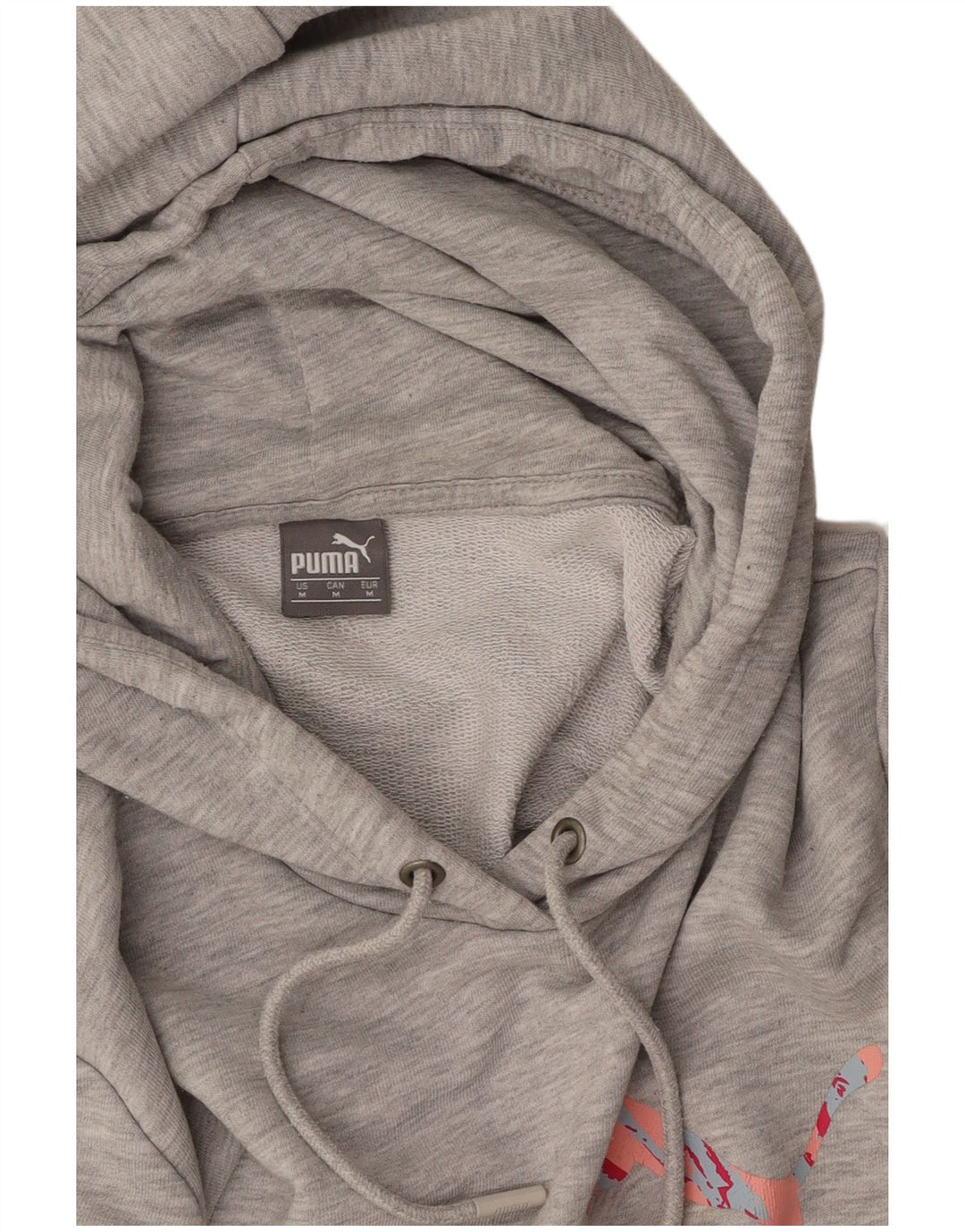 PUMA Womens Graphic Hoodie Jumper UK 12 Medium Grey