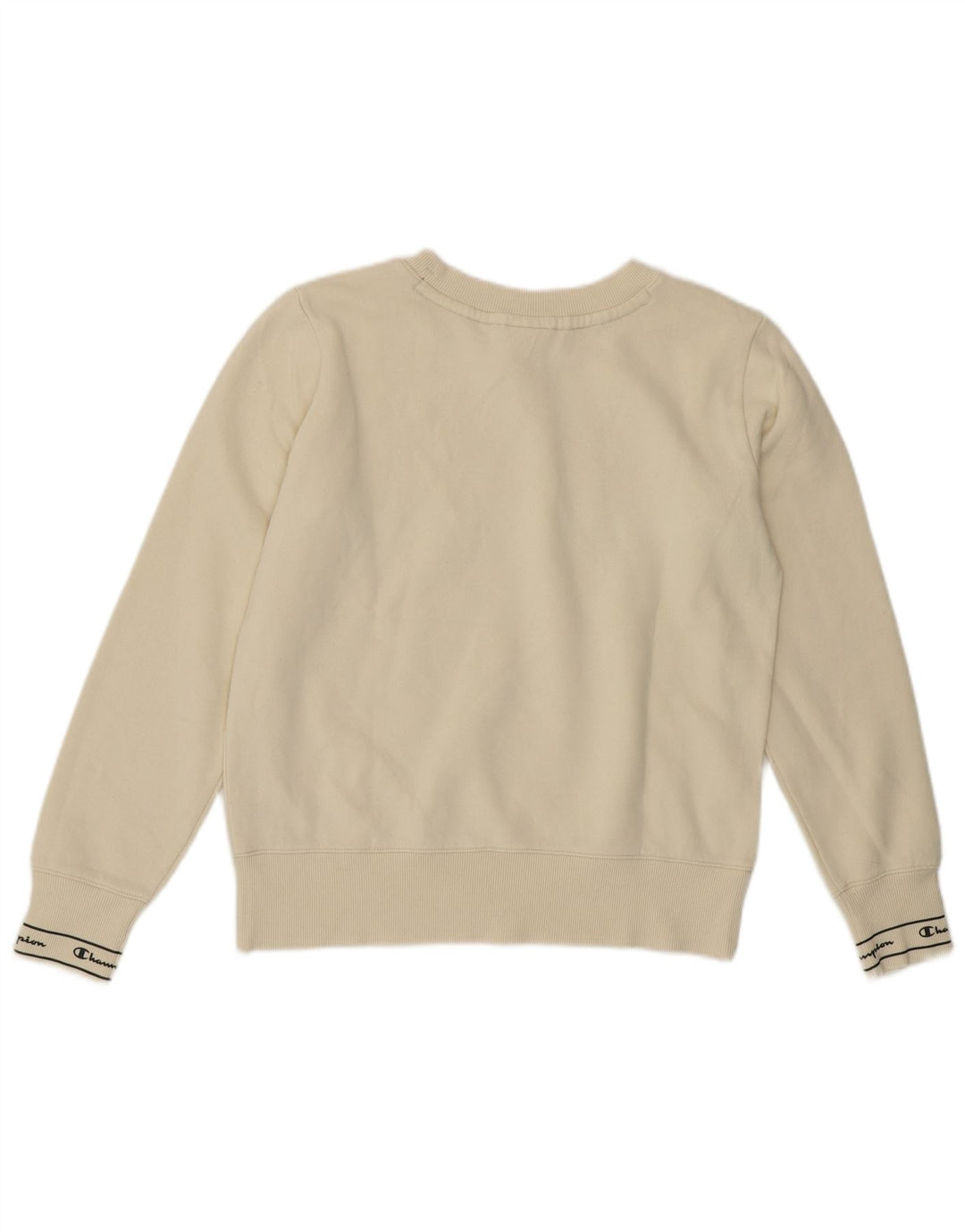 CHAMPION Womens Graphic Sweatshirt Jumper UK 14 Medium Off White Cotton