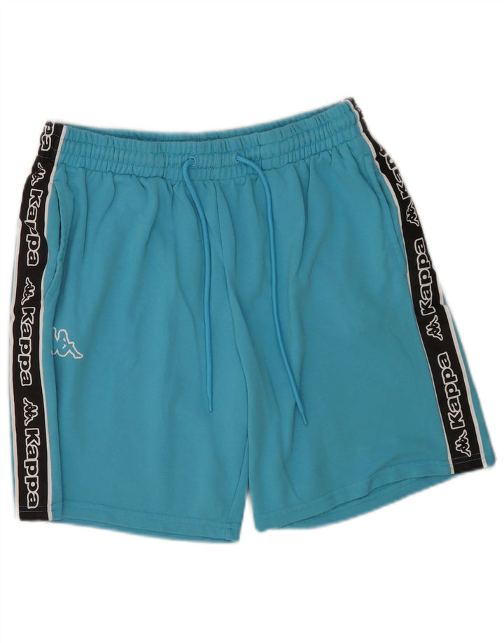 Kappa Mens Graphic Sport Shorts Medium  Blue Colourblock Cotton
