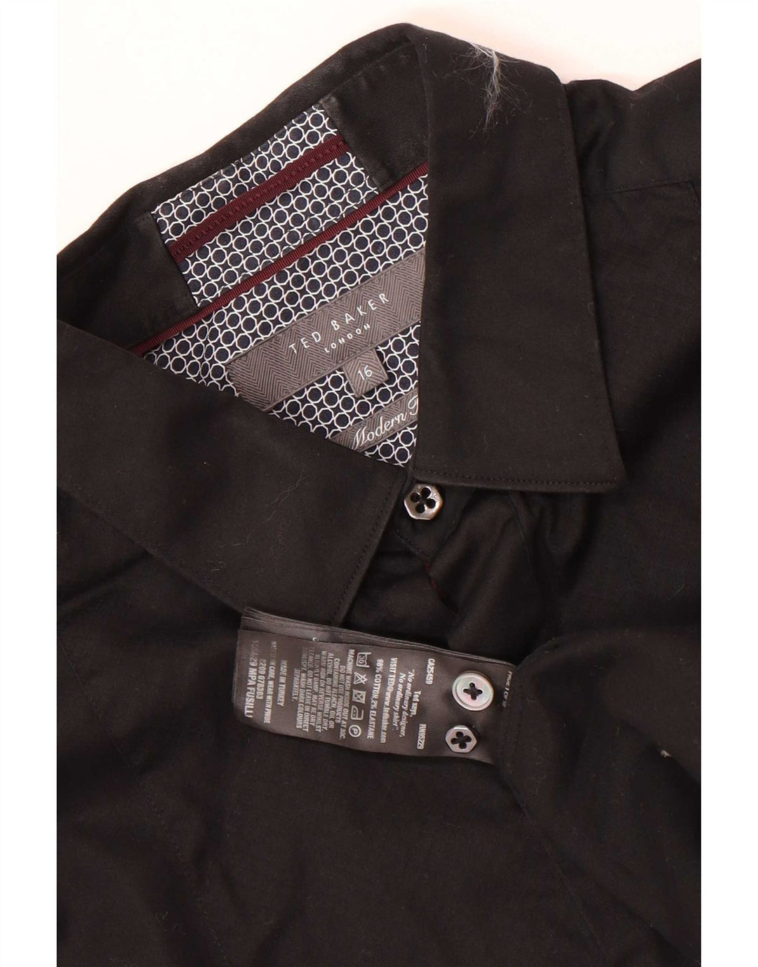 Ted Baker Chemise formelle coupe moderne pour homme Taille 16 Grand coton noir