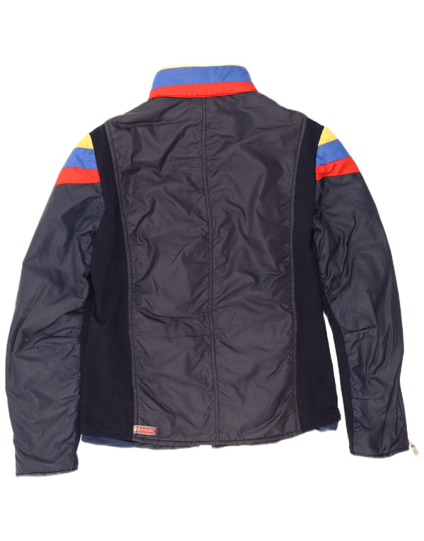 Vintage Mens Padded Ski Jacket Size 50 Medium Navy Blue Colourblock Retro