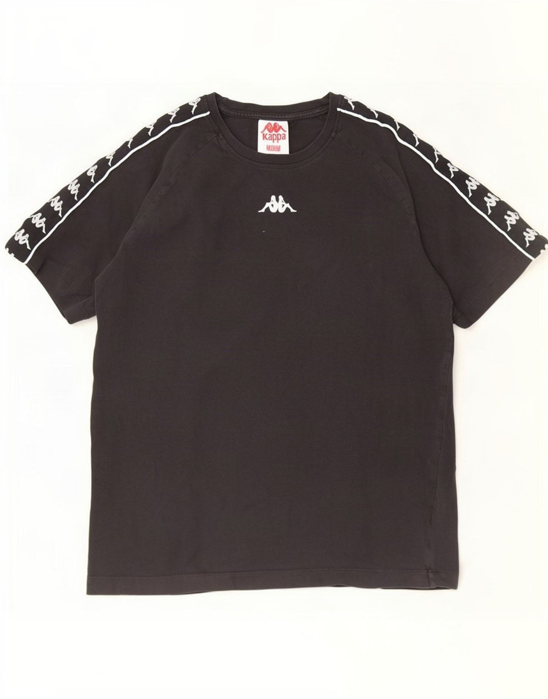 Kappa Herren Grafik-T-Shirt-Oberteil aus mittelschwarzer Baumwolle