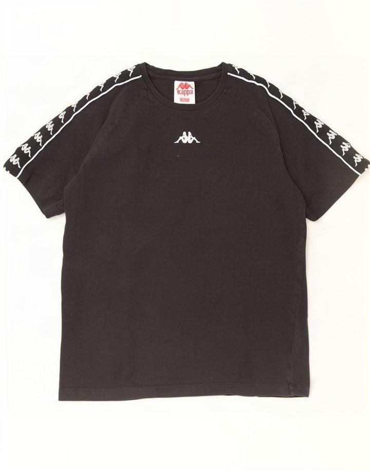 Kappa Herren Grafik-T-Shirt-Oberteil aus mittelschwarzer Baumwolle