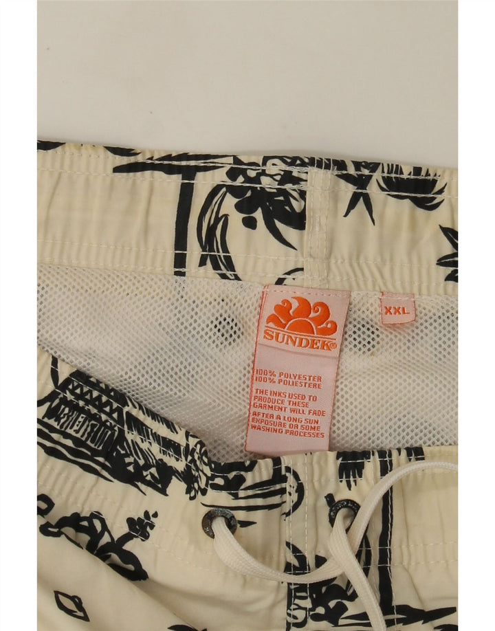 Sundek Mens Graphic Swimming Shorts 2XL Off White Polyester