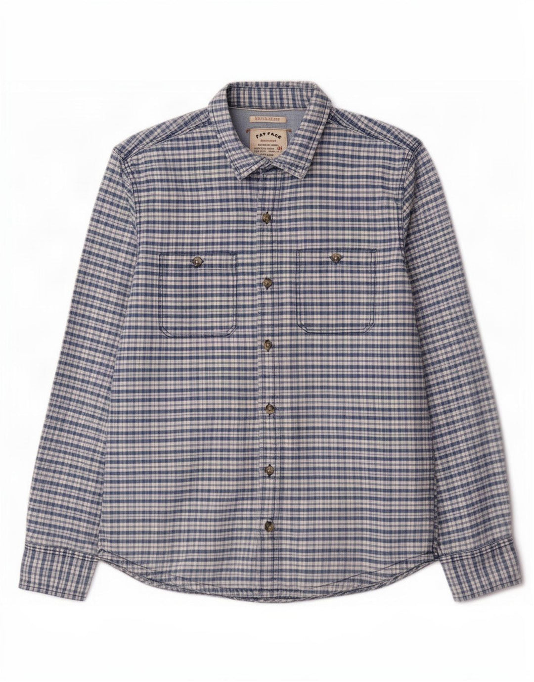 Camicia da uomo dalla vestibilità regolare Fat Face, in cotone a quadri blu piccolo