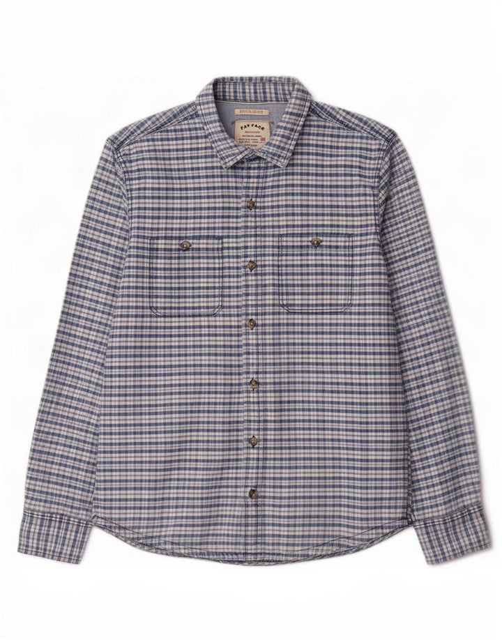 Camicia da uomo dalla vestibilità regolare Fat Face, in cotone a quadri blu piccolo