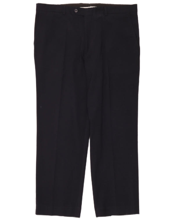 Zara Mens Straight Suit Trousers EU 48 XL W38 L28 Navy Blue Polyester