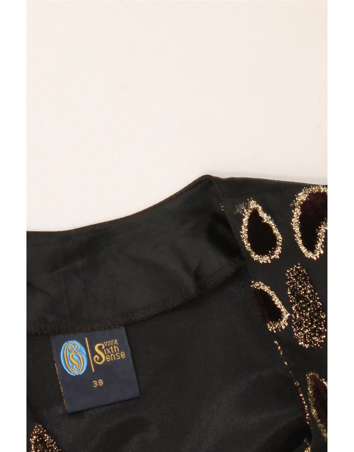 YOUR SIXTH SENSE Womens Waistcoat EU 38 Medium Black Geometric Polyester Vintage Your Sixth Sense and Second-Hand Your Sixth Sense from Messina Hembry 