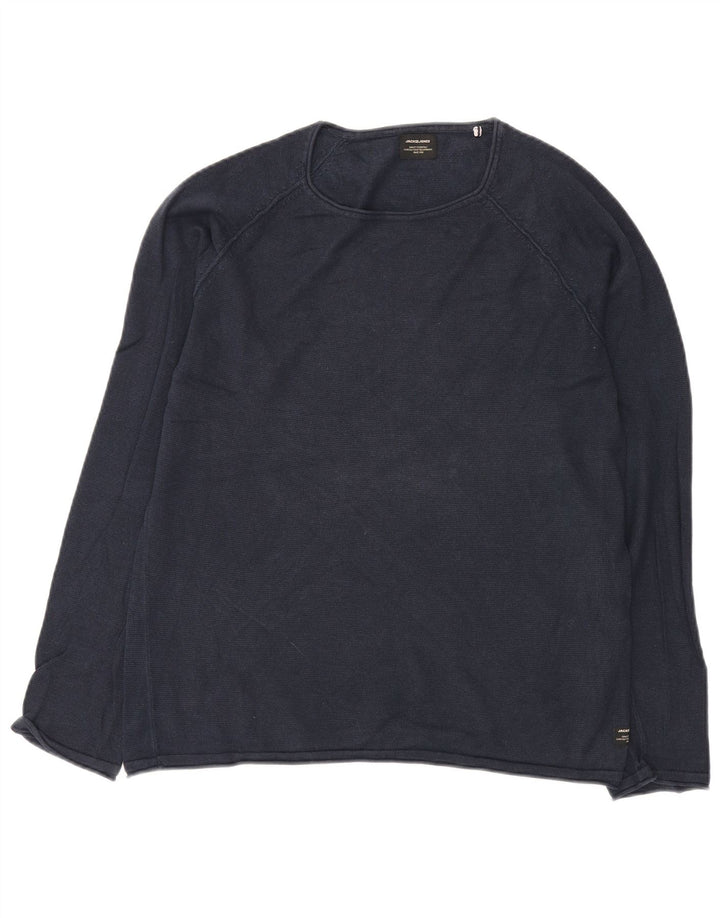 JACK & JONES Pull Col Rond Homme Bleu Marine Moyen Coton