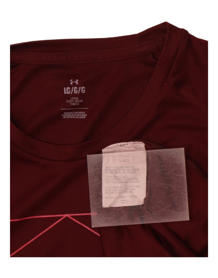 UNDER ARMOUR Mens Graphic T-Shirt Top Large Burgundy Polyester
