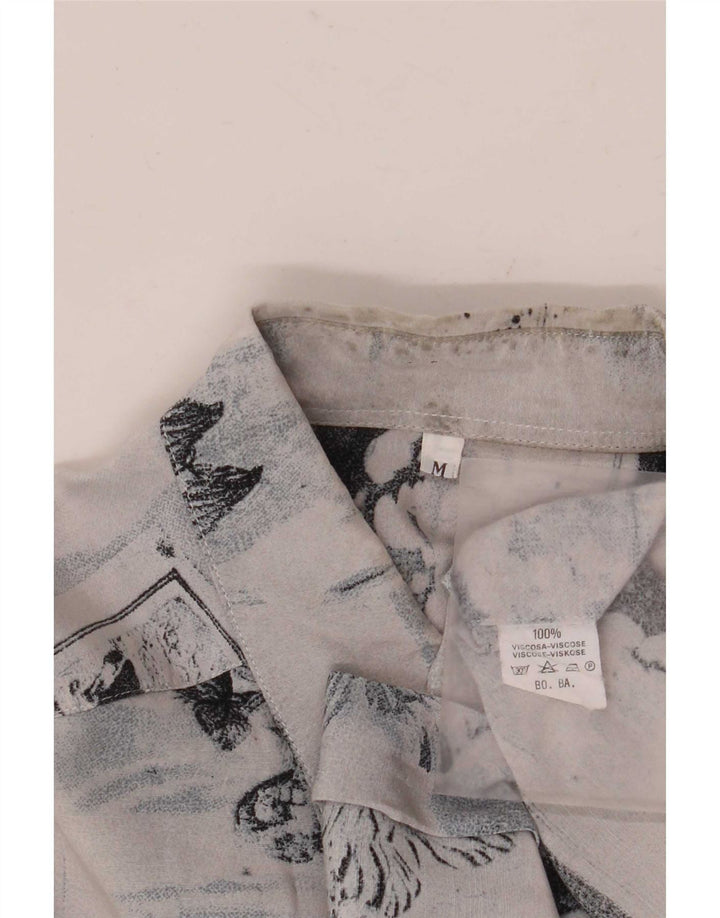 Camisa Vintage Hombre Viscosa Patchwork Azul Medio