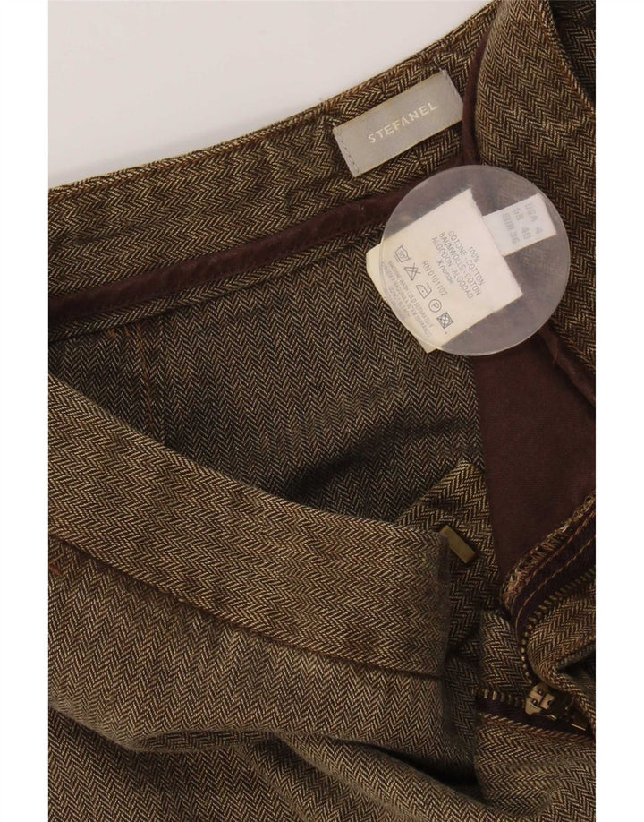 Pantaloni cropped da donna Stefanel EU 36 Small W28 L21 Marrone a spina di pesce