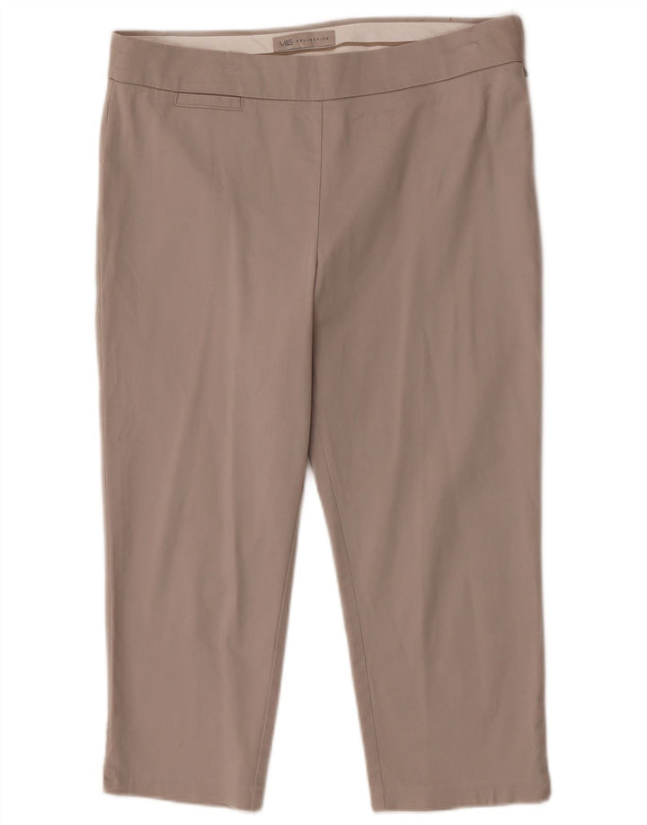 Marks & Spencer Womens Capri Trousers W30 L20 Beige Cotton