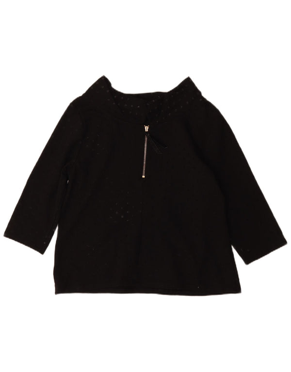 Laura Ashley Damen Crop 3/4-Ärmel-Blusenoberteil UK 14 Large Schwarz gepunktet