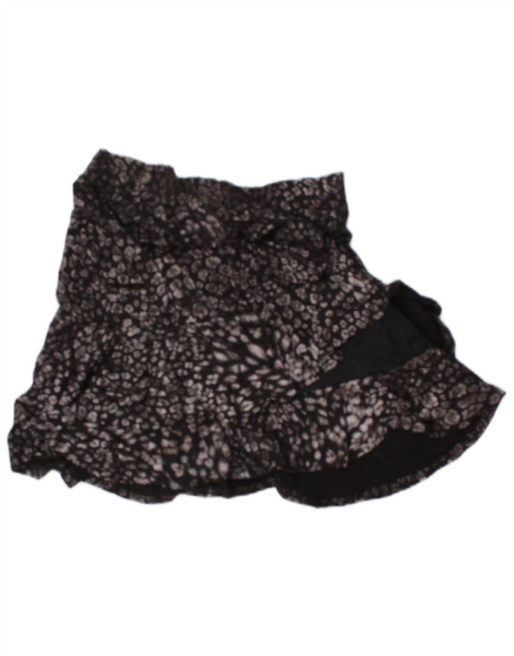 OASIS Womens Mini Asymmetrical Skirt Small W27  Black Animal Print
