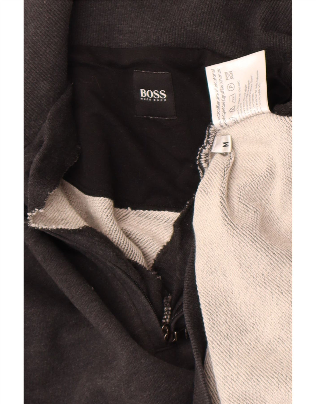 Felpa da uomo con zip e collo Hugo Boss in cotone grigio medio