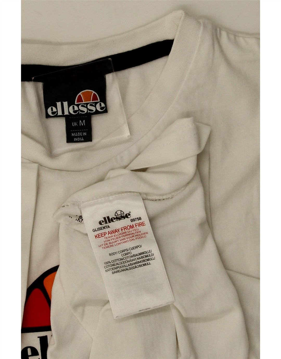 ELLESSE Herre grafisk T-shirt Top Medium Hvid Bomuld
