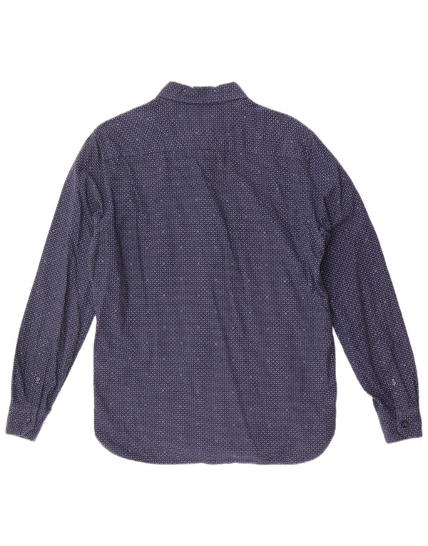 Crew Clothing Mens Slim Fit Shirt Medium Navy Blue Spotted Cotton
