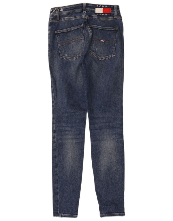 Jeans skinny a vita alta effetto consumato da donna Tommy Hilfiger W29 L32 cotone blu
