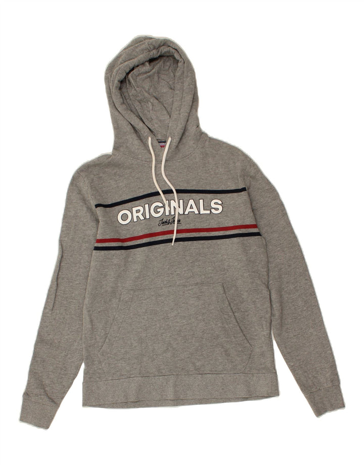 JACK & JONES Mens Graphic Hoodie Jumper Medium Grey Cotton Vintage Jack & Jones and Second-Hand Jack & Jones from Messina Hembry 