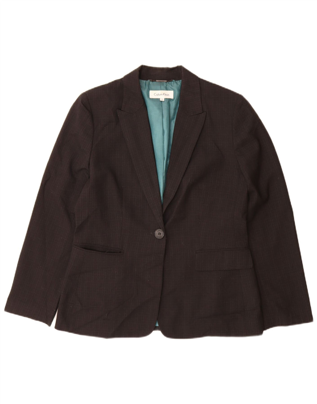 Calvin Klein Womens Blazer Jacket UK 10 Small Black Check Polyester