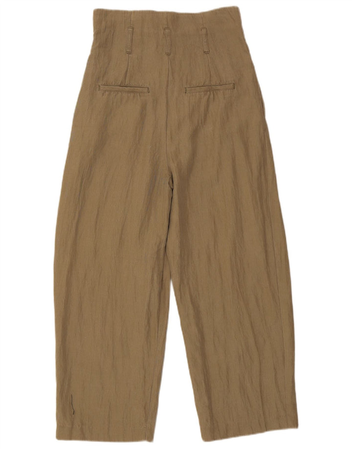 Zara Womens Pegged Cropped Trousers Small W26 L24 Khaki