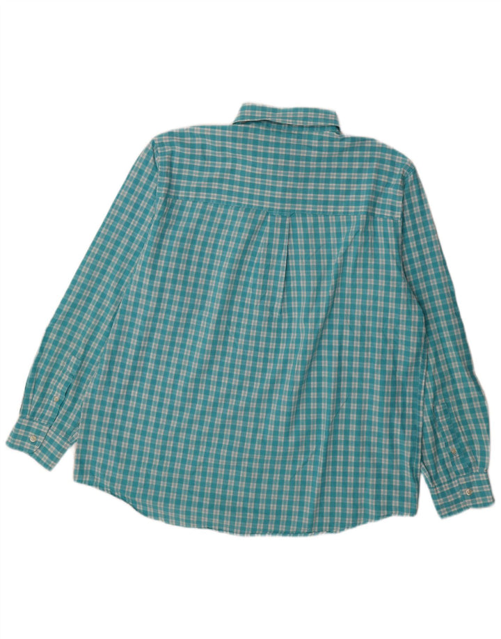 Chaps Mens Easy Care Shirt Large Blue Check Cotton