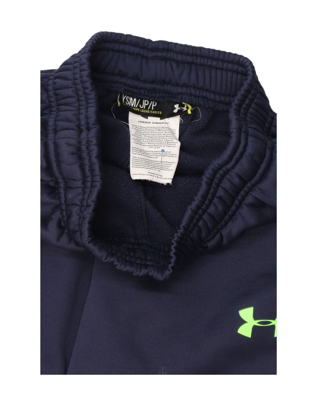UNDER ARMOUR Boys Graphic Tracksuit Trousers 7-8 Years Small Navy Blue