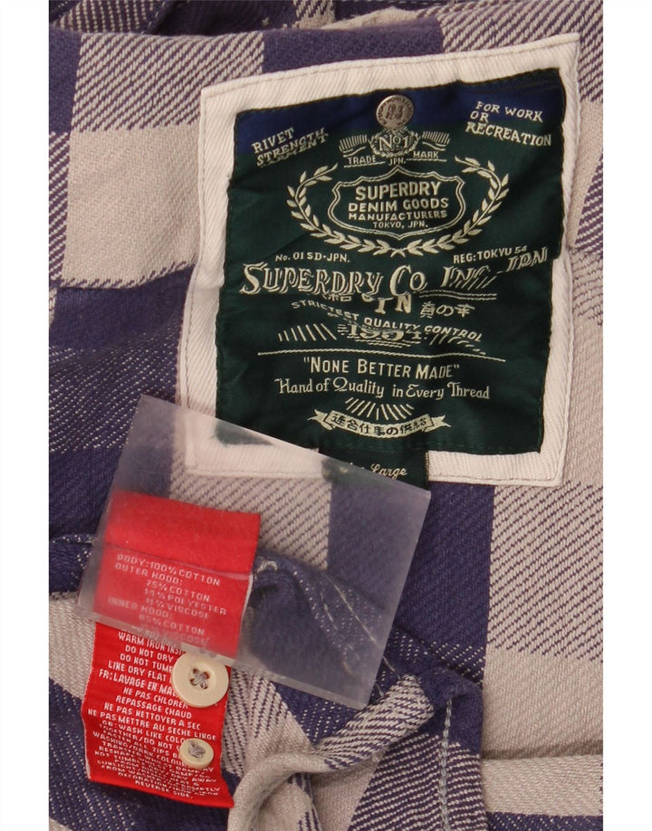Superdry Chemise en flanelle pour homme en coton vichy bleu marine Large