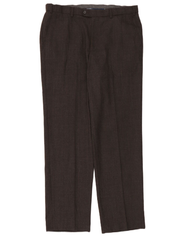 Marks & Spencer Pantaloni de costum pentru bărbați, drepti, cu croiala normală, L36 L33 Lână gri