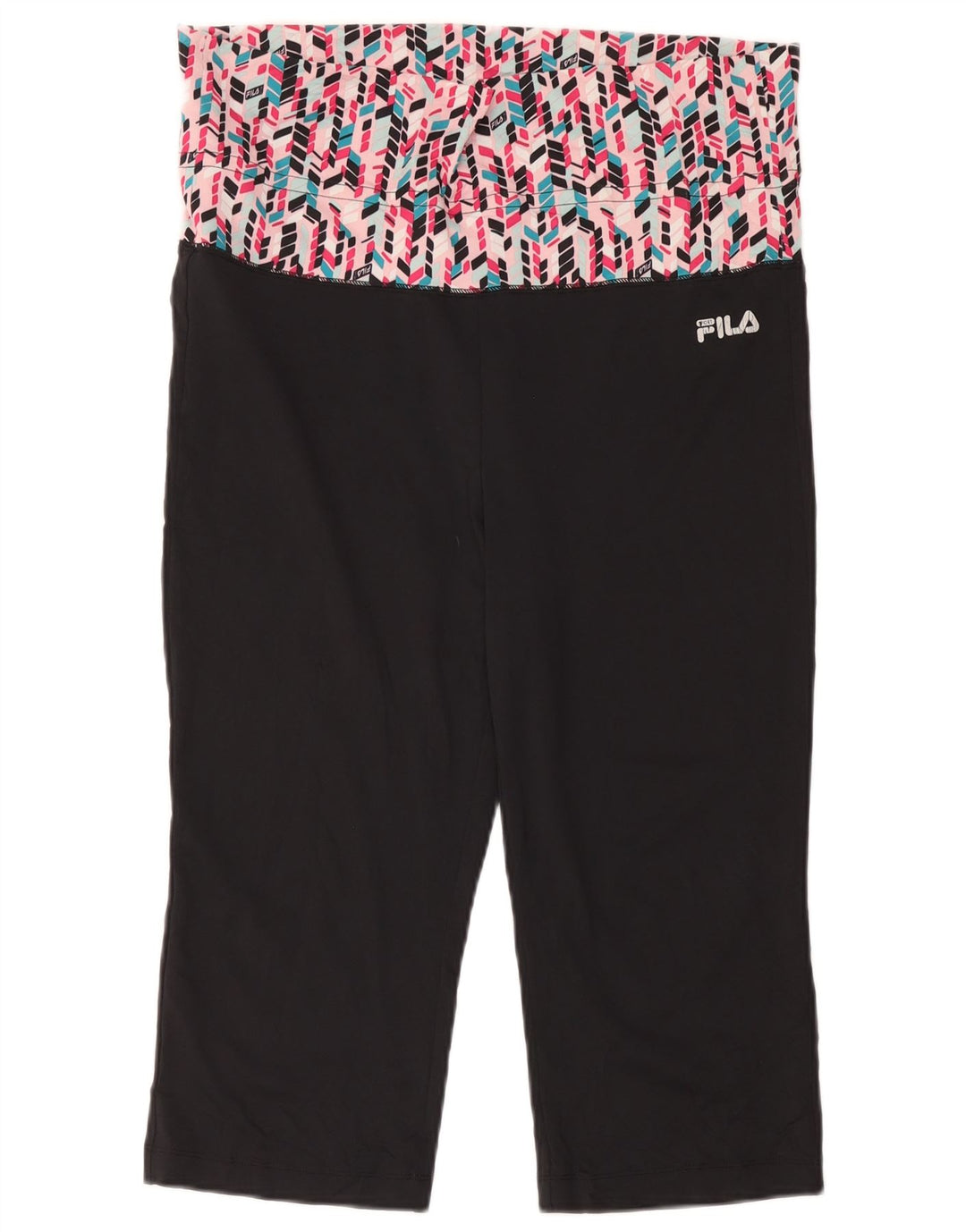 Fila Dame Capri Leggings UK 16 Large Sort Geometrisk Polyester