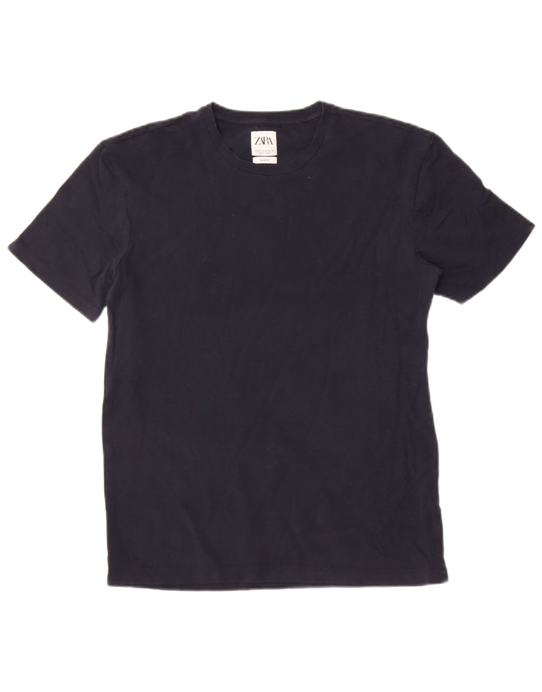 Zara Mens Slim Fit T-Shirt Top Medium Navy Blue Cotton