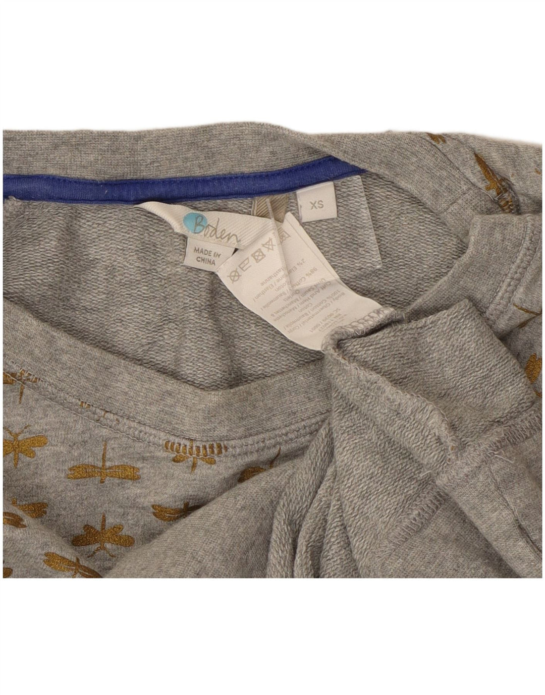 Boden Womens Crop Abstract Pattern Oversized Sweatshirt Jumper UK 6 XS Grey