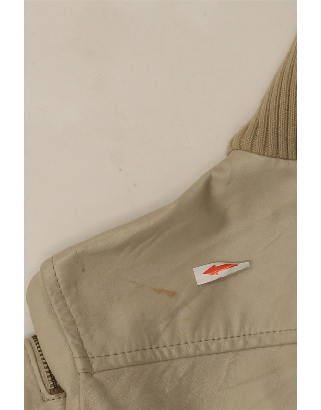 Mango Mujer Chaqueta De Cuero UK 42 Medio Beige