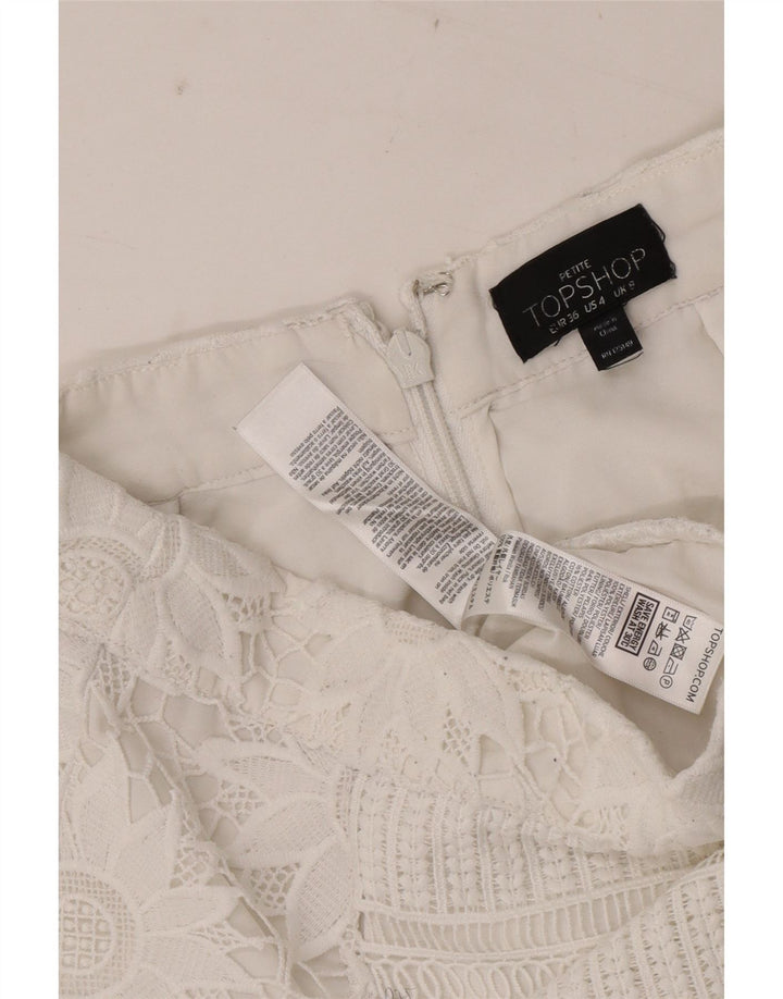 Topshop Womens Mini Skirt UK 8 Small W28 White Floral Polyester