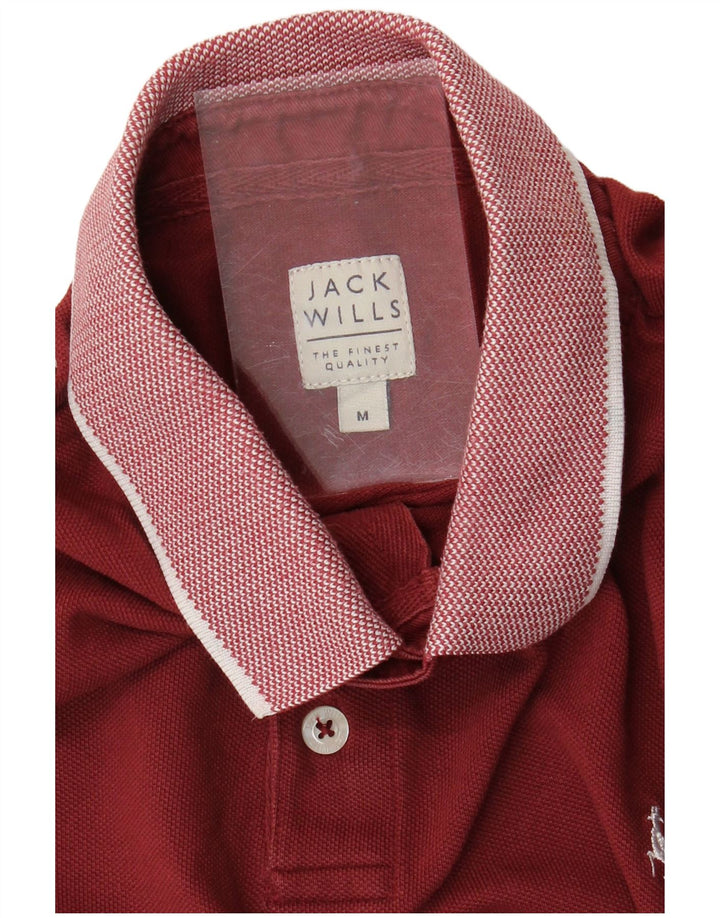 JACK WILLS Mens Rugby Polo Shirt Medium Burgundy