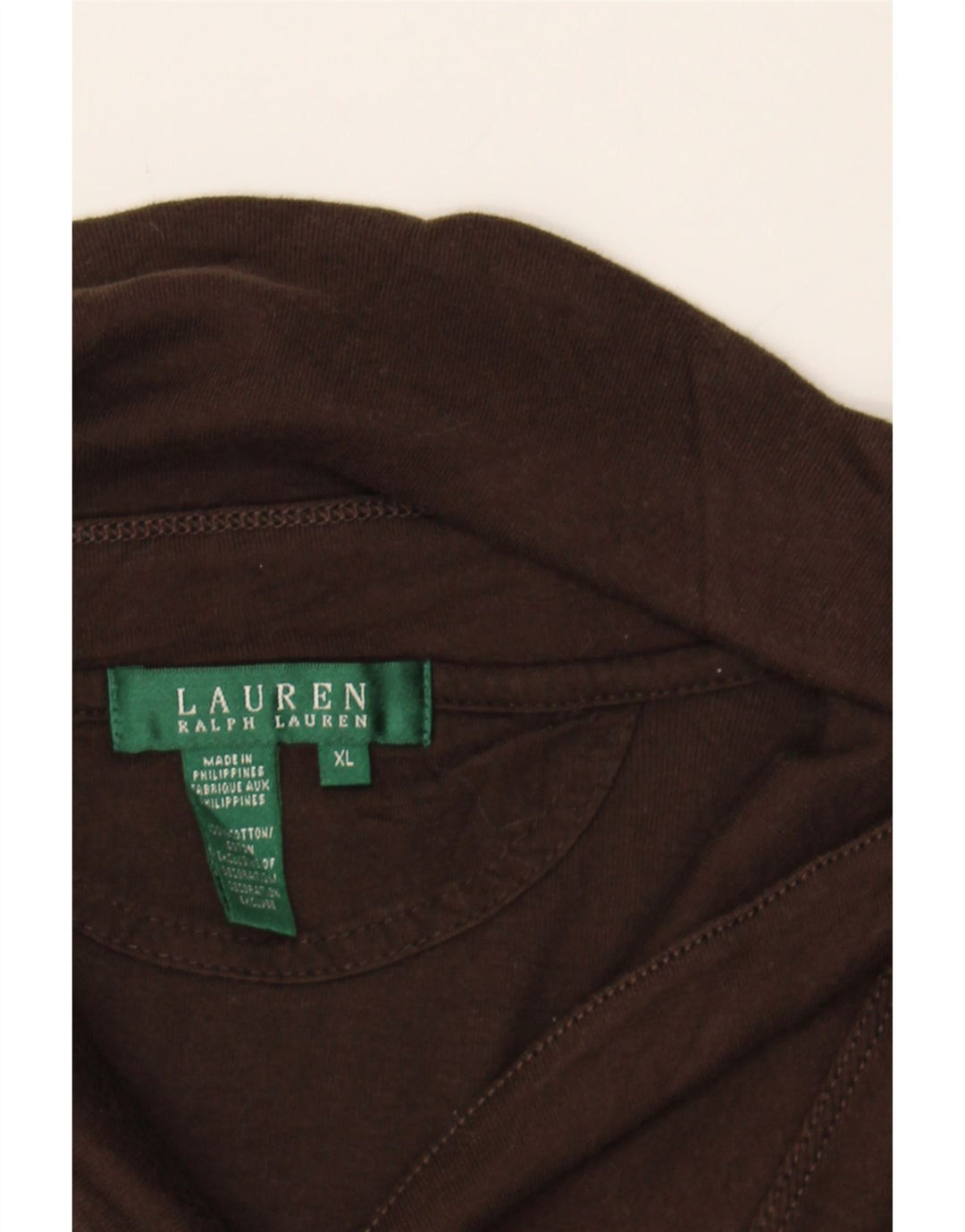 RALPH LAUREN Womens Shawl Neck Sweatshirt Jumper UK 18 XL Brown Cotton Vintage Ralph Lauren and Second-Hand Ralph Lauren from Messina Hembry 