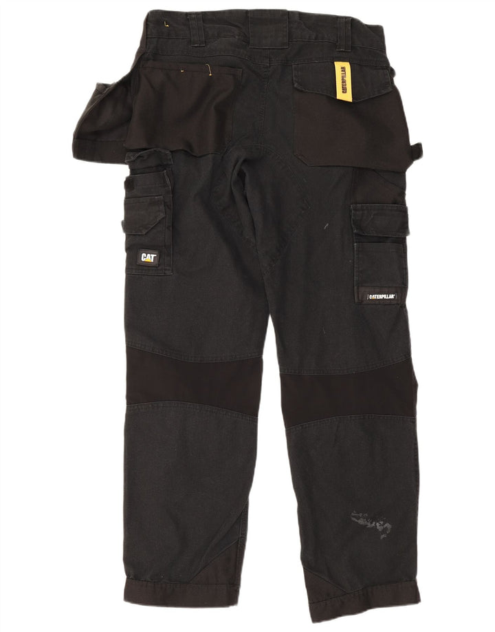 CAT Mens Straight Cargo Trousers W32 L29 Black Cotton