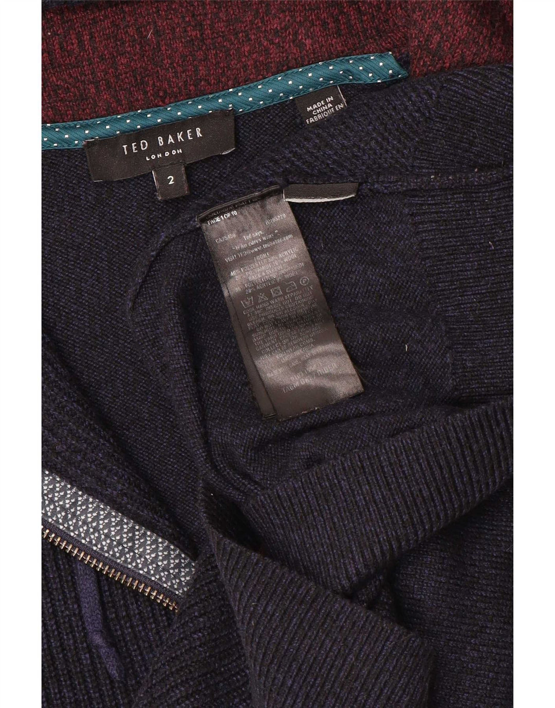 Ted Baker Mens Hooded Full Zip Cardigan Sweater Size 2 Small Navy Blue